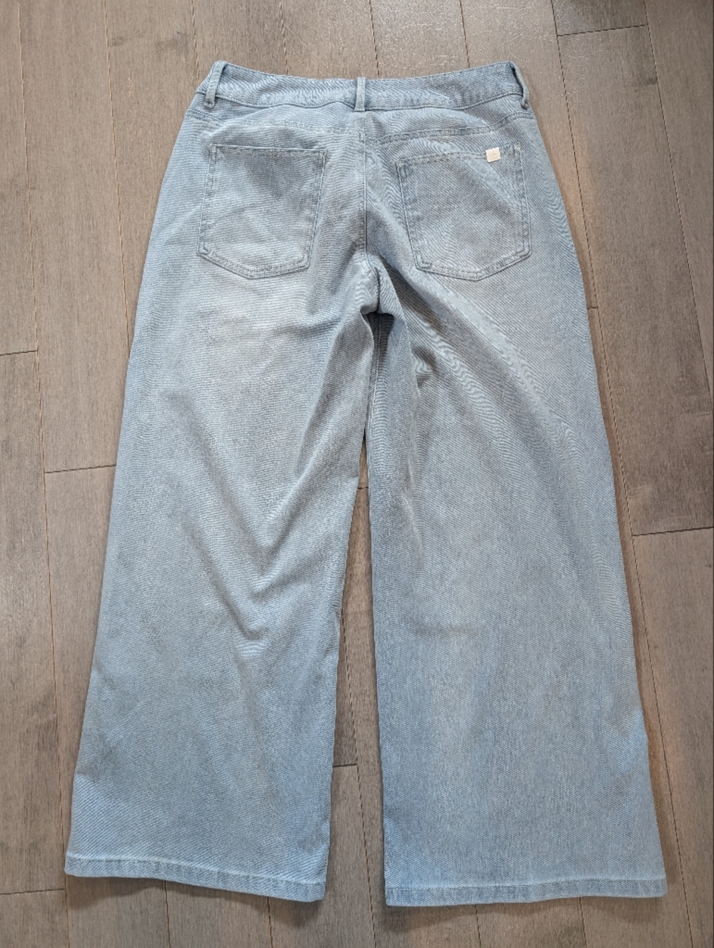 Halara Flex Denim Baggy Wide Leg Pants Asymmetric Low Rise Zipper Medium Petite - Picture 9 of 12